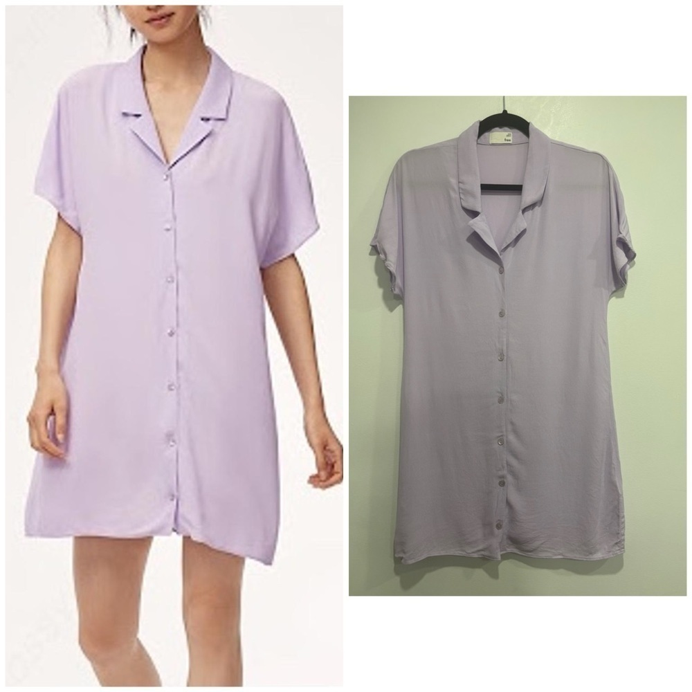 Aritzia Wilfred Free Lavender Button-Front Shirt Dress 100% Viscose Size XXS